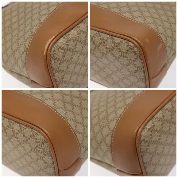 CELINE Macadam Canvas Shoulder Bag Beige Gold Auth - Picture 16 of 16